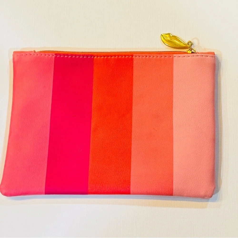Ipsy Women’s Bag Pink and Red Striped Travel Cosmetic Pouch/Bag/Clutch